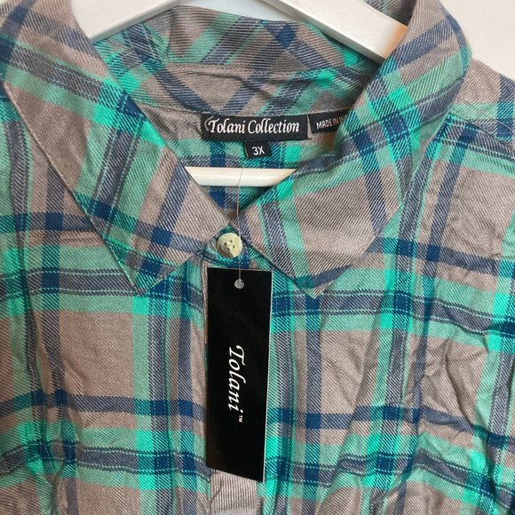 Tolani Collection Neicy Flannel Floral Long Sleeve Blouse Top 3X - Picture 6 of 7